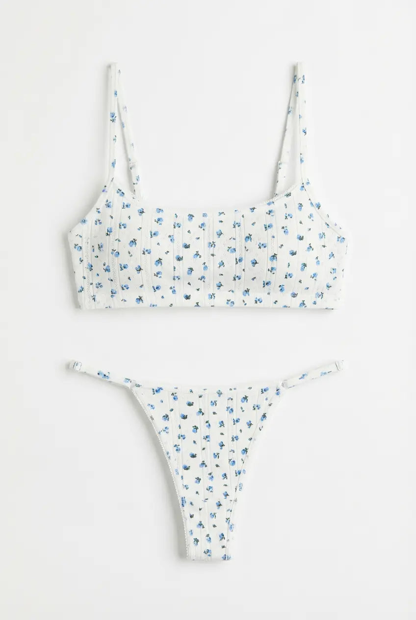100% cotton – Set of lencería Sweet Meadow – Tanga of tiras finas