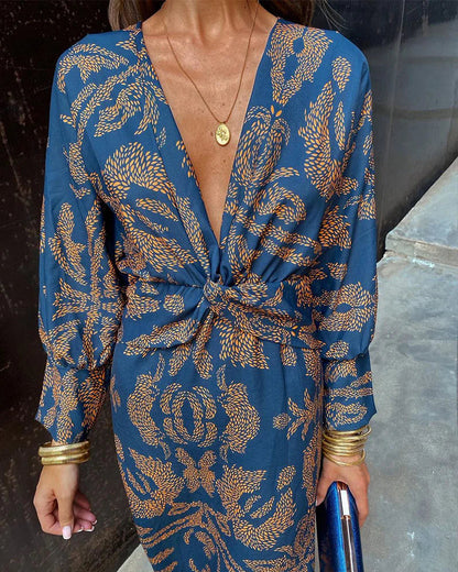 Dineke - Dress elegant with sleeves longs and print floral