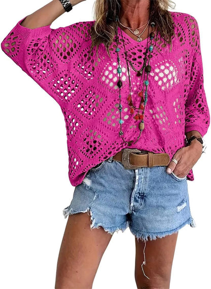 Riviera Crochet V-Neck Top