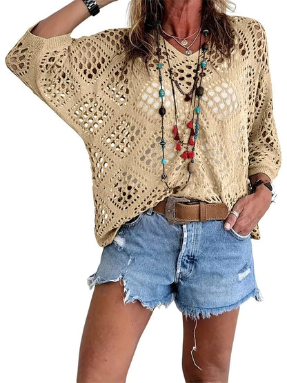 Riviera Crochet V-Neck Top