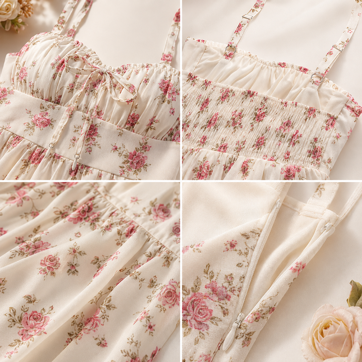 Clara Duval Floral Bustier Midi Dress