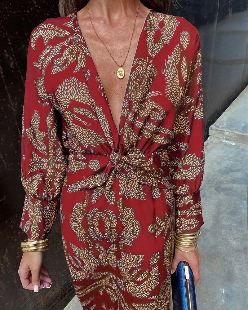 Dineke - Dress elegant with sleeves longs and print floral