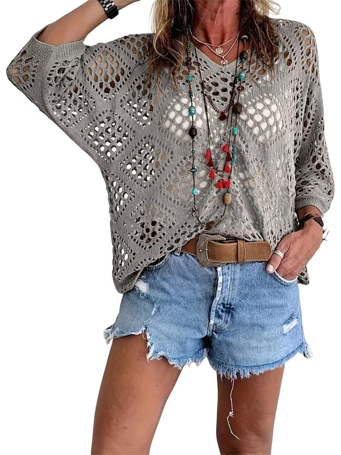 Riviera Crochet V-Neck Top