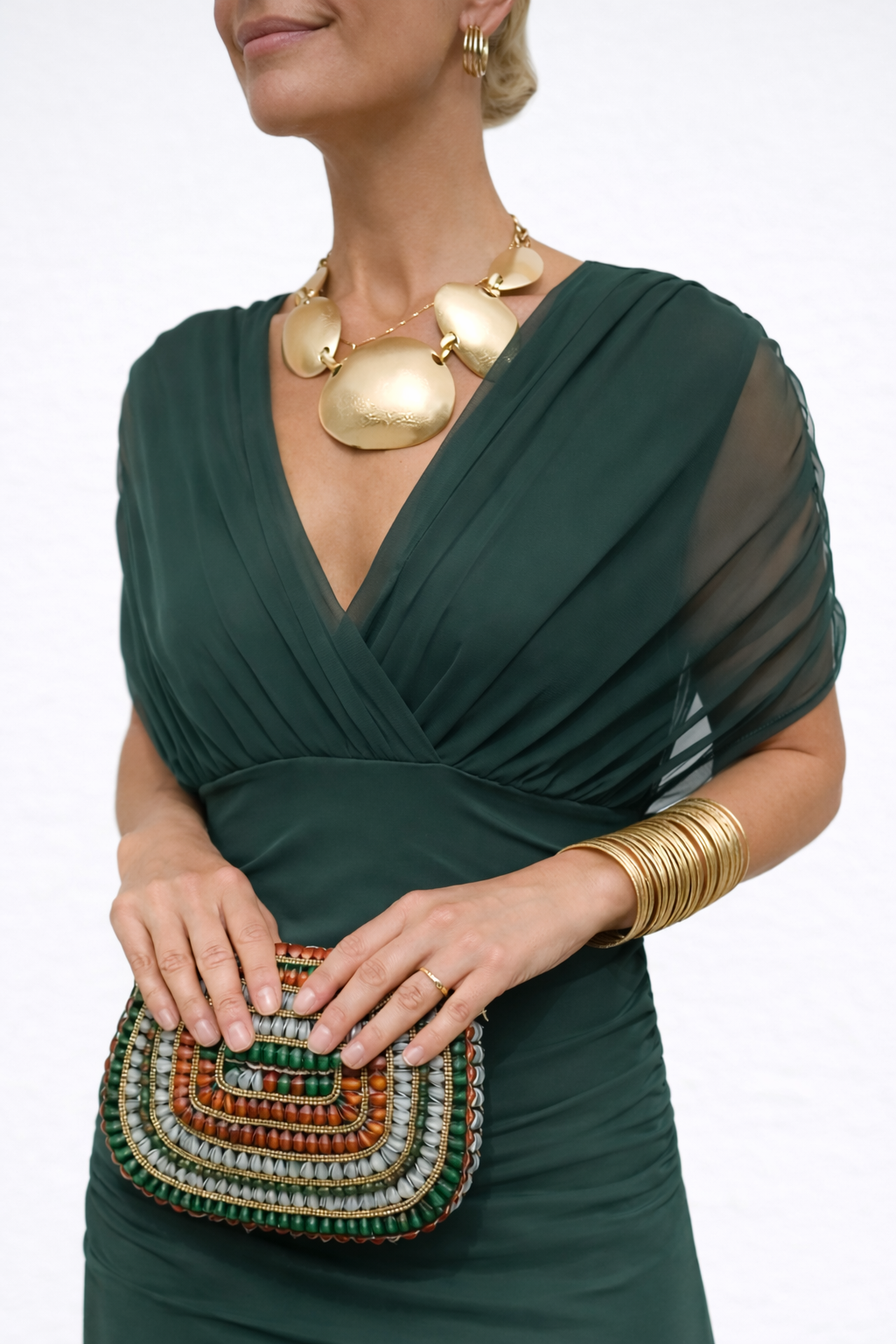 Velora™ | Dress Floral Long with V-Neckline