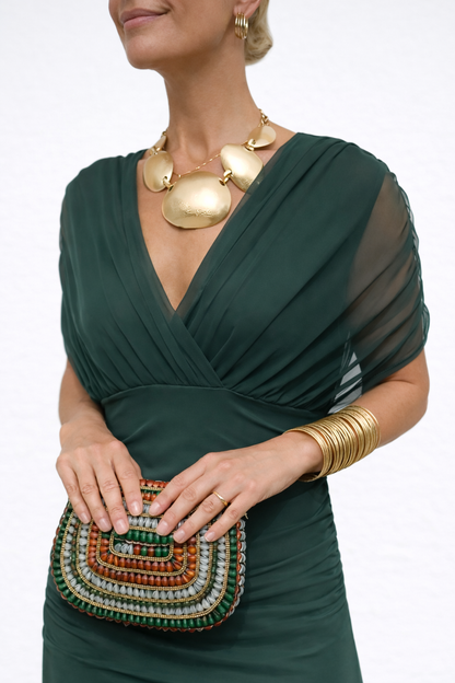 Velora™ | Dress Floral Long with V-Neckline
