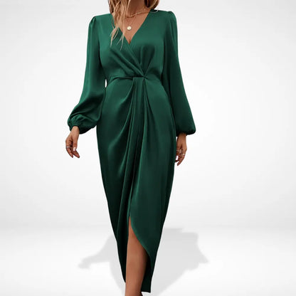 Martina | Dress of night midi with drapeado central