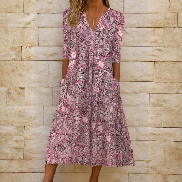 OLIVIA | DRESS ELEGANT WITH NECKLINE IN V