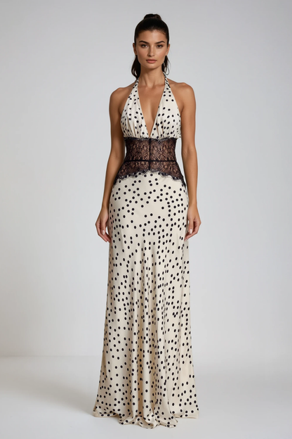 Light™ | Dress Maxi Polka dots with Encaje Elegant