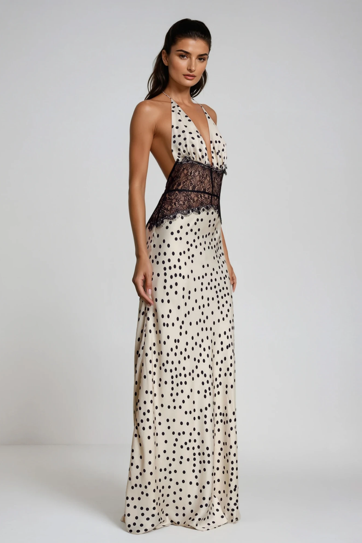 Light™ | Dress Maxi Polka dots with Encaje Elegant