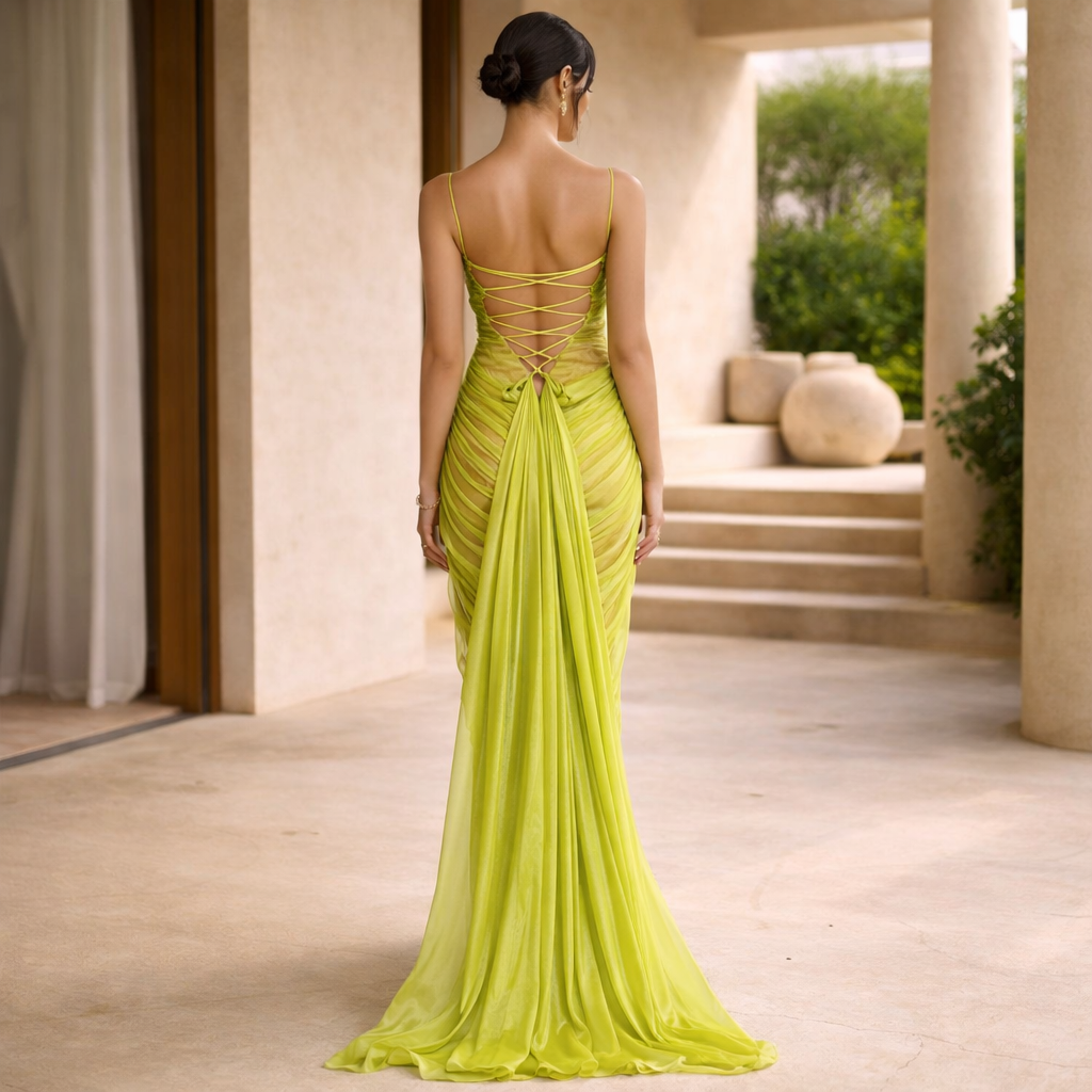 María™ Dress | Elegance Flowing in Green Lime