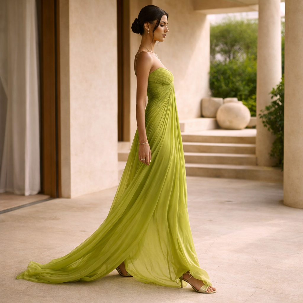 María™ Dress | Elegance Flowing in Green Lime