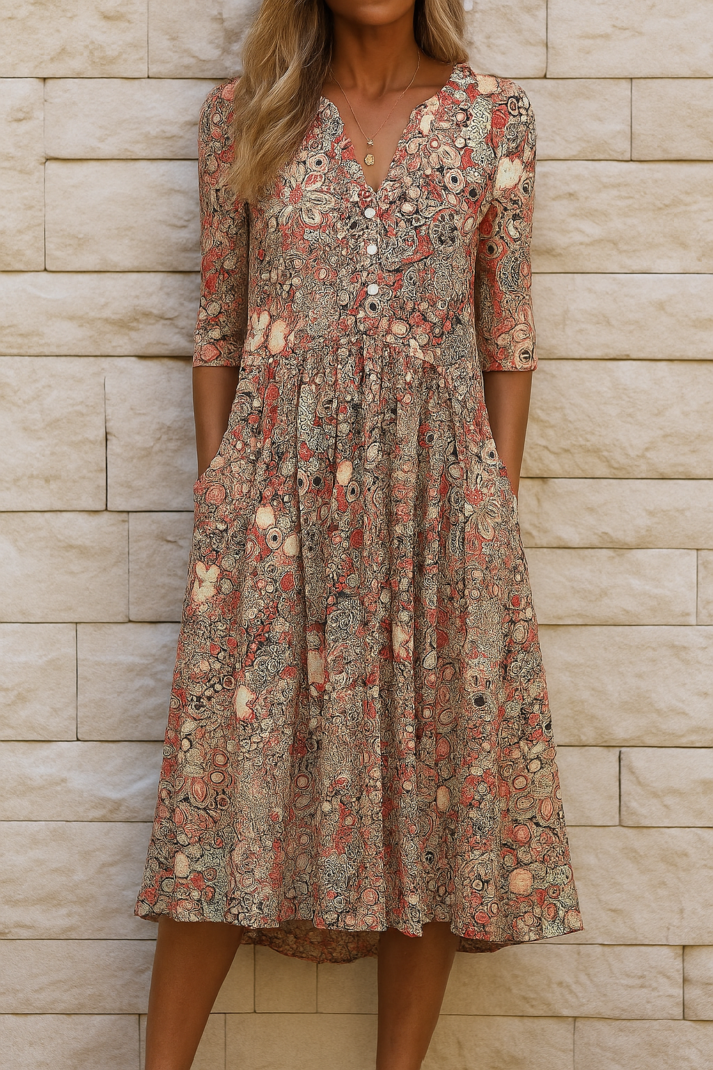 OLIVIA | DRESS ELEGANT WITH NECKLINE IN V