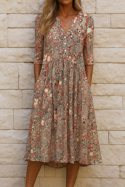 OLIVIA | DRESS ELEGANT WITH NECKLINE IN V
