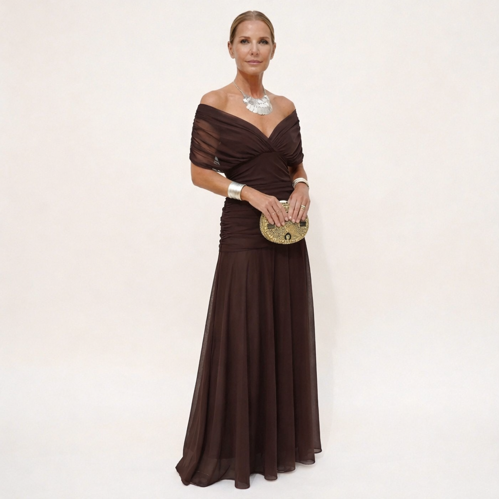Velora™ | Dress Floral Long with V-Neckline