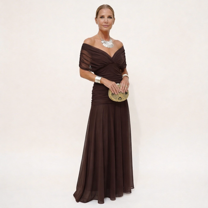 Velora™ | Dress Floral Long with V-Neckline