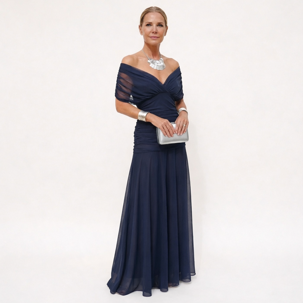 Velora™ | Dress Floral Long with V-Neckline
