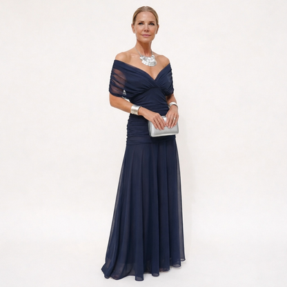 Velora™ | Dress Floral Long with V-Neckline
