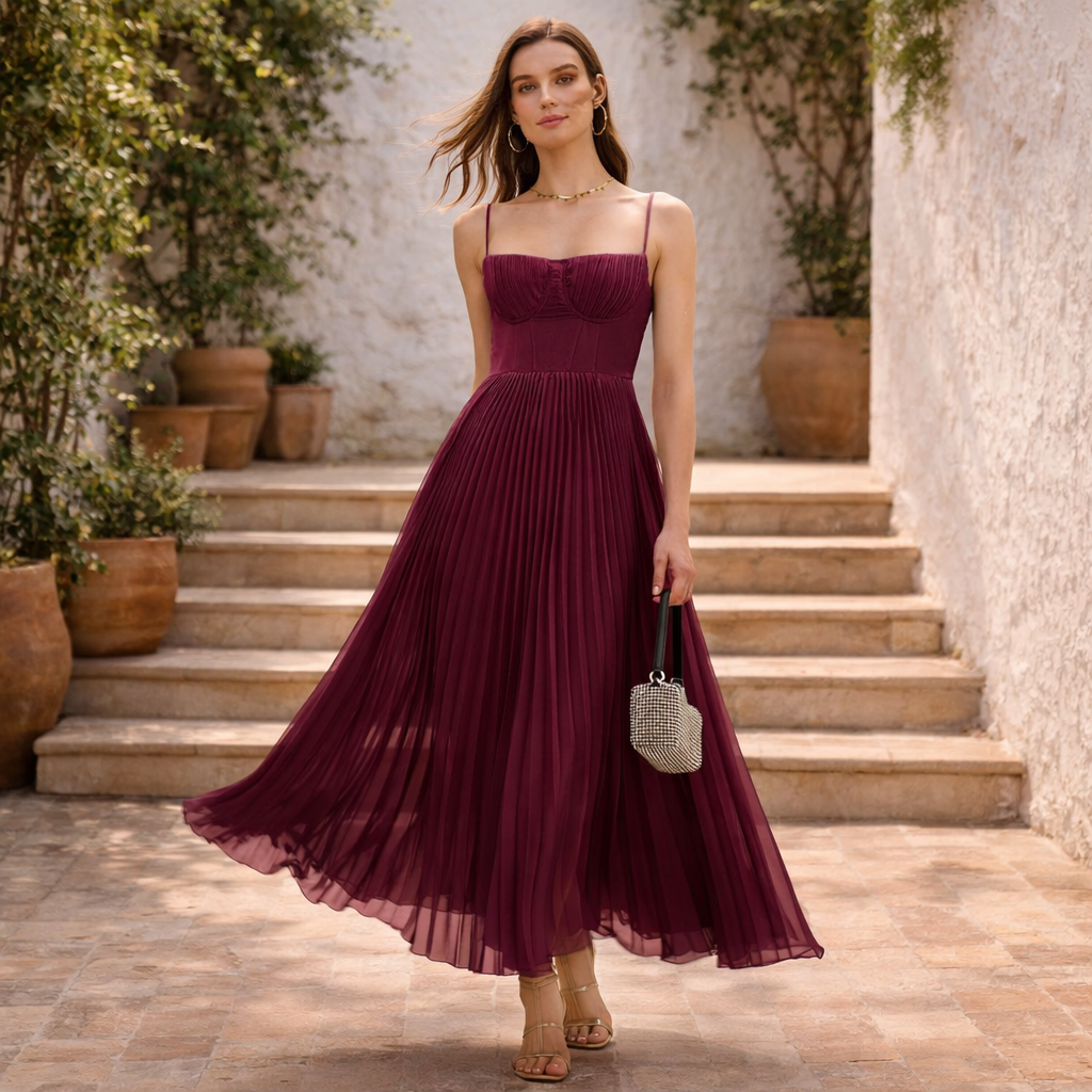 RUBY™ DRESS | Movement and elegance in shade wine