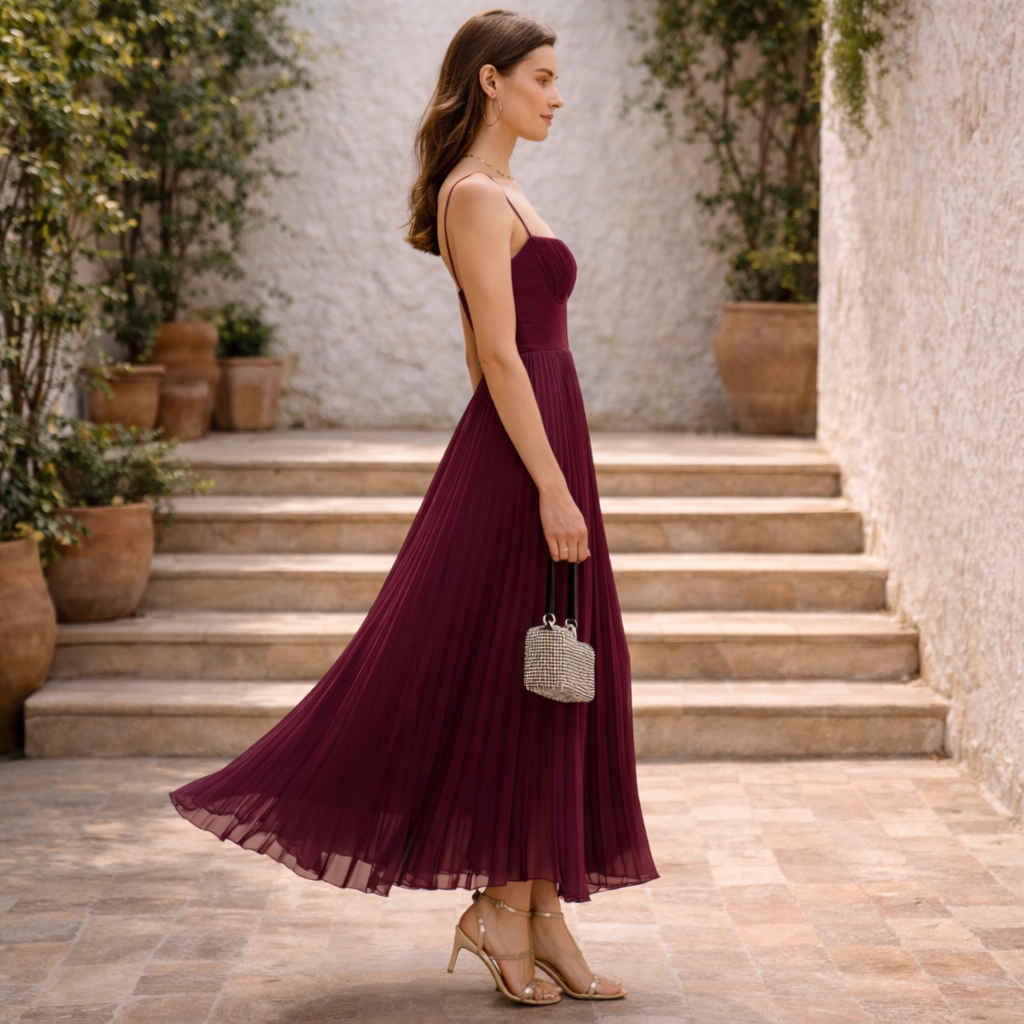 RUBY™ DRESS | Movement and elegance in shade wine