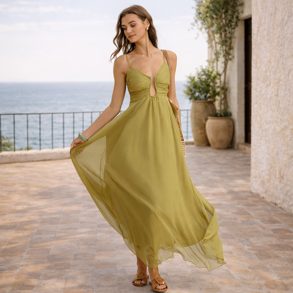 MILÁN™ DRESS | Movement ethereal in green olive