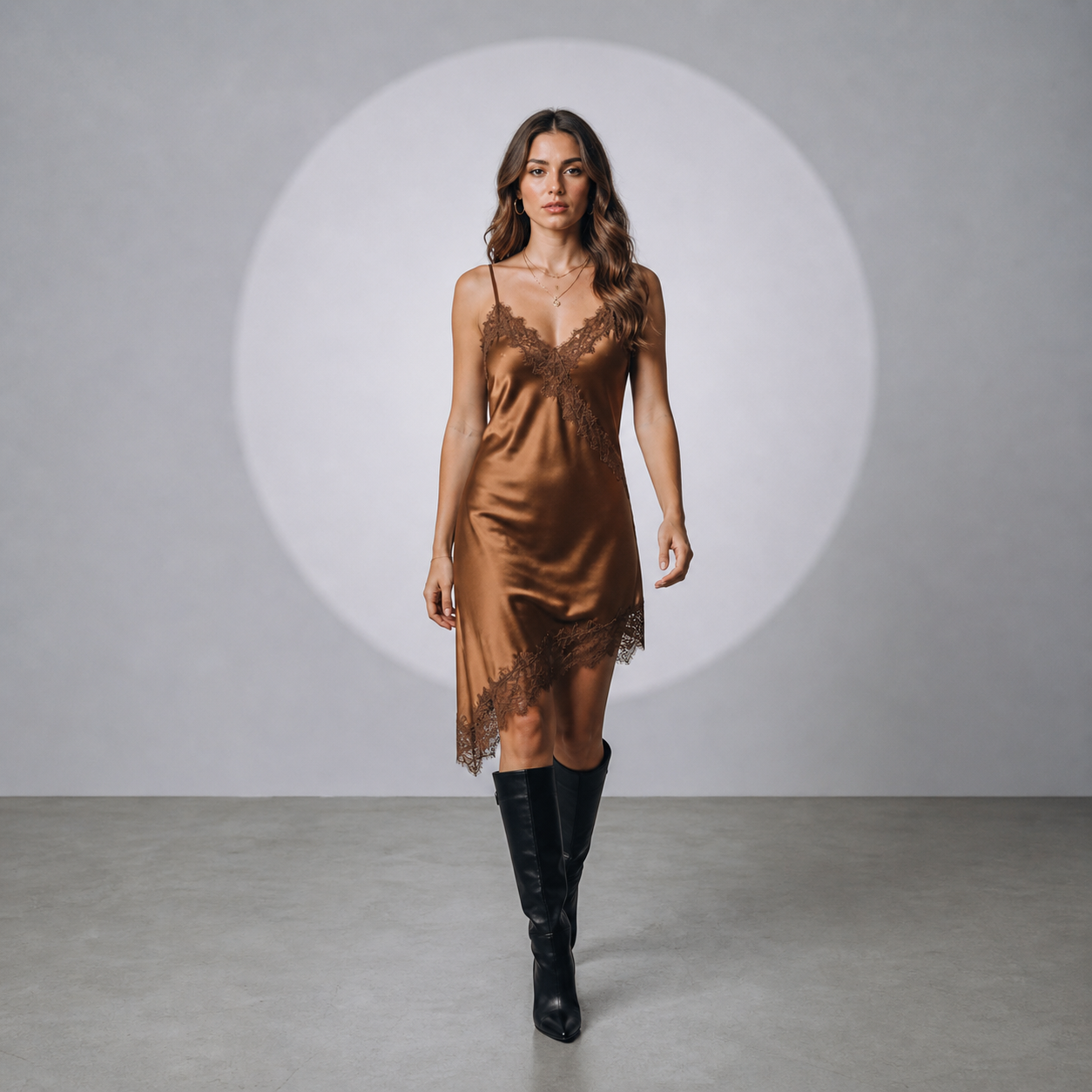 Noa™ | Dress Lencero Satin with Encaje Black
