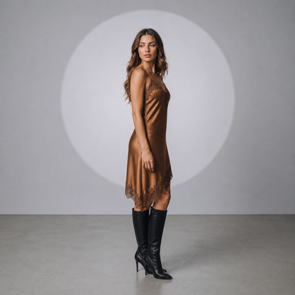 Noa™ | Dress Lencero Satin with Encaje Black