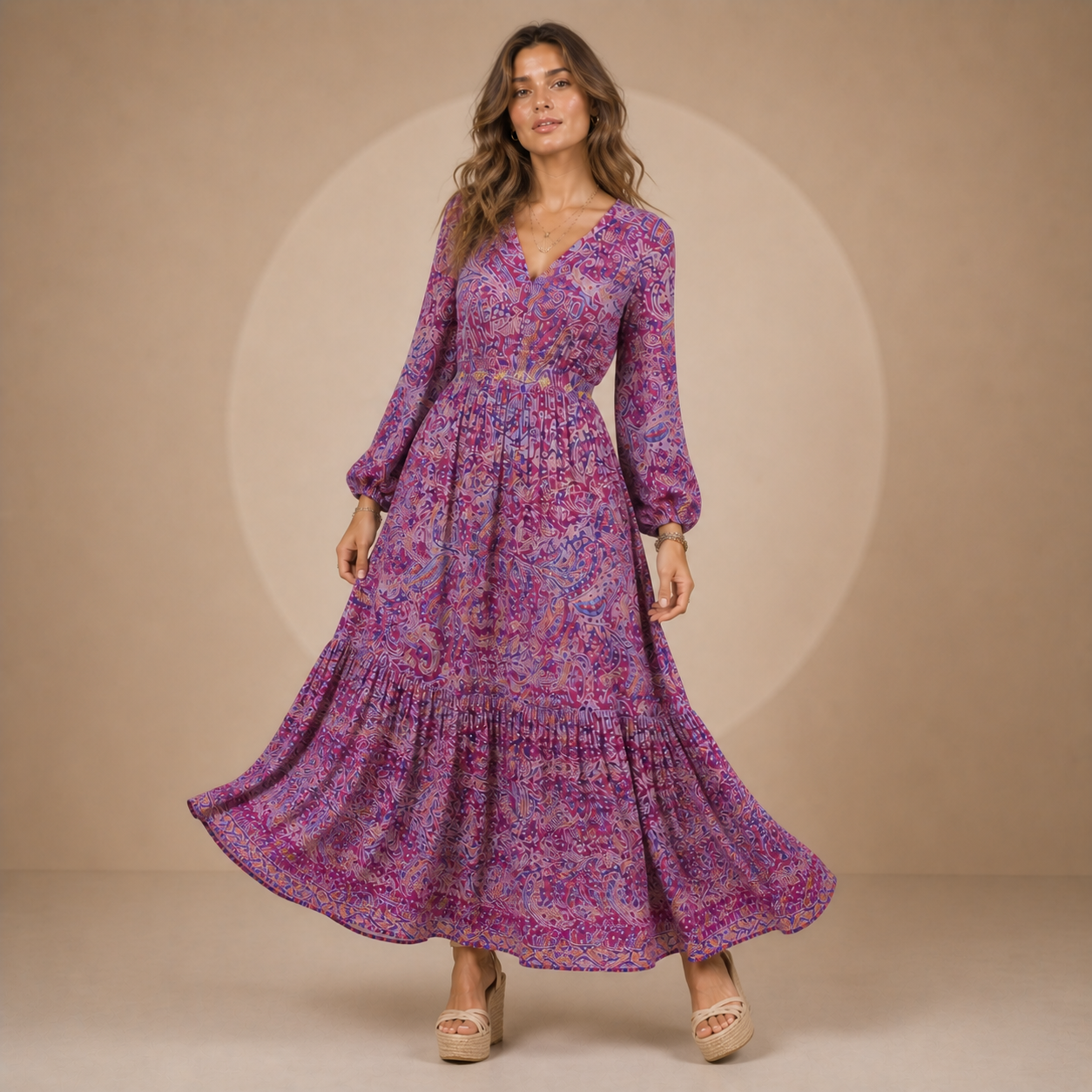 Lucía™ | Dress Maxi Boho with Print Paisley