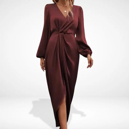 Martina | Dress of night midi with drapeado central