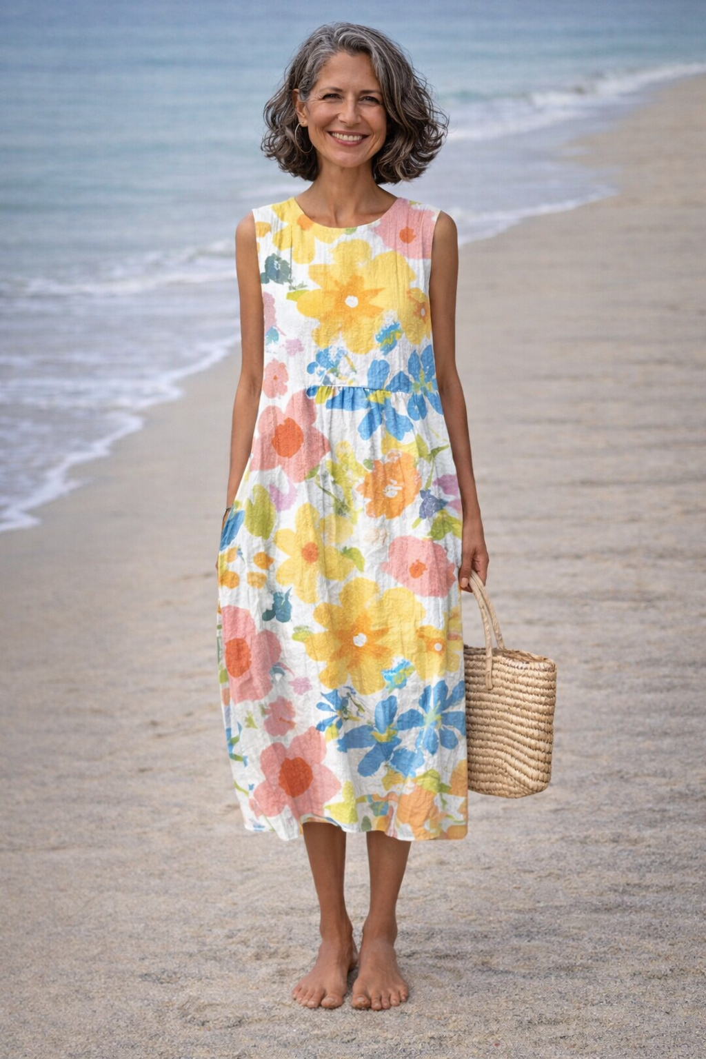 Ella | Dress midi with flowers pastel