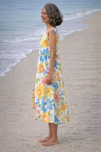 Ella | Dress midi with flowers pastel