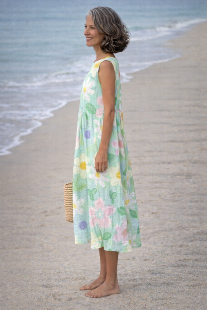 Irene | Dress midi with flowers pastel