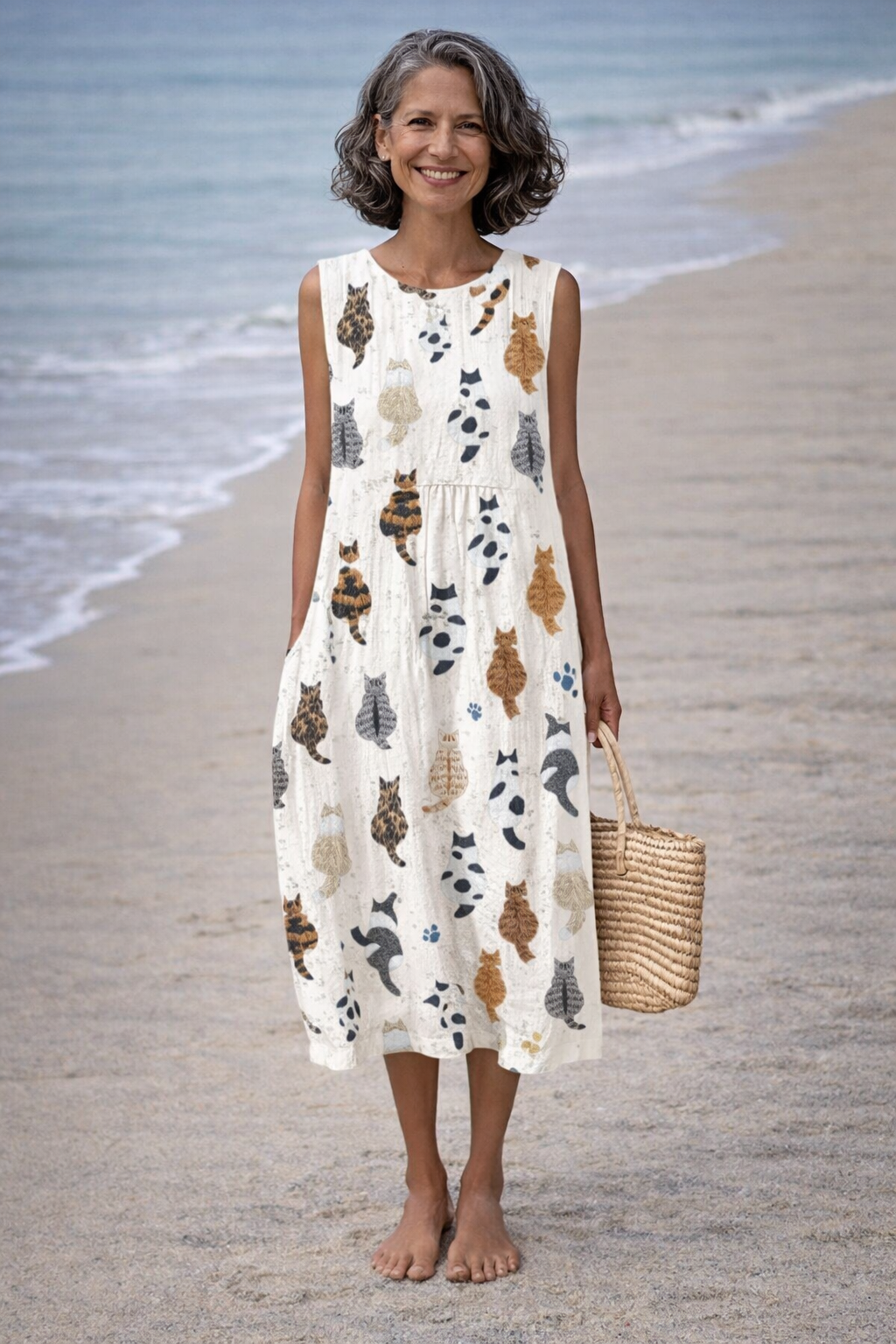 Alina | Dress midi with with cats cute