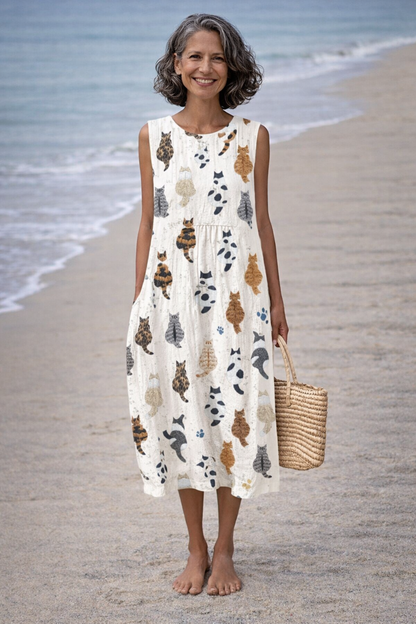 Alina | Dress midi with with cats cute