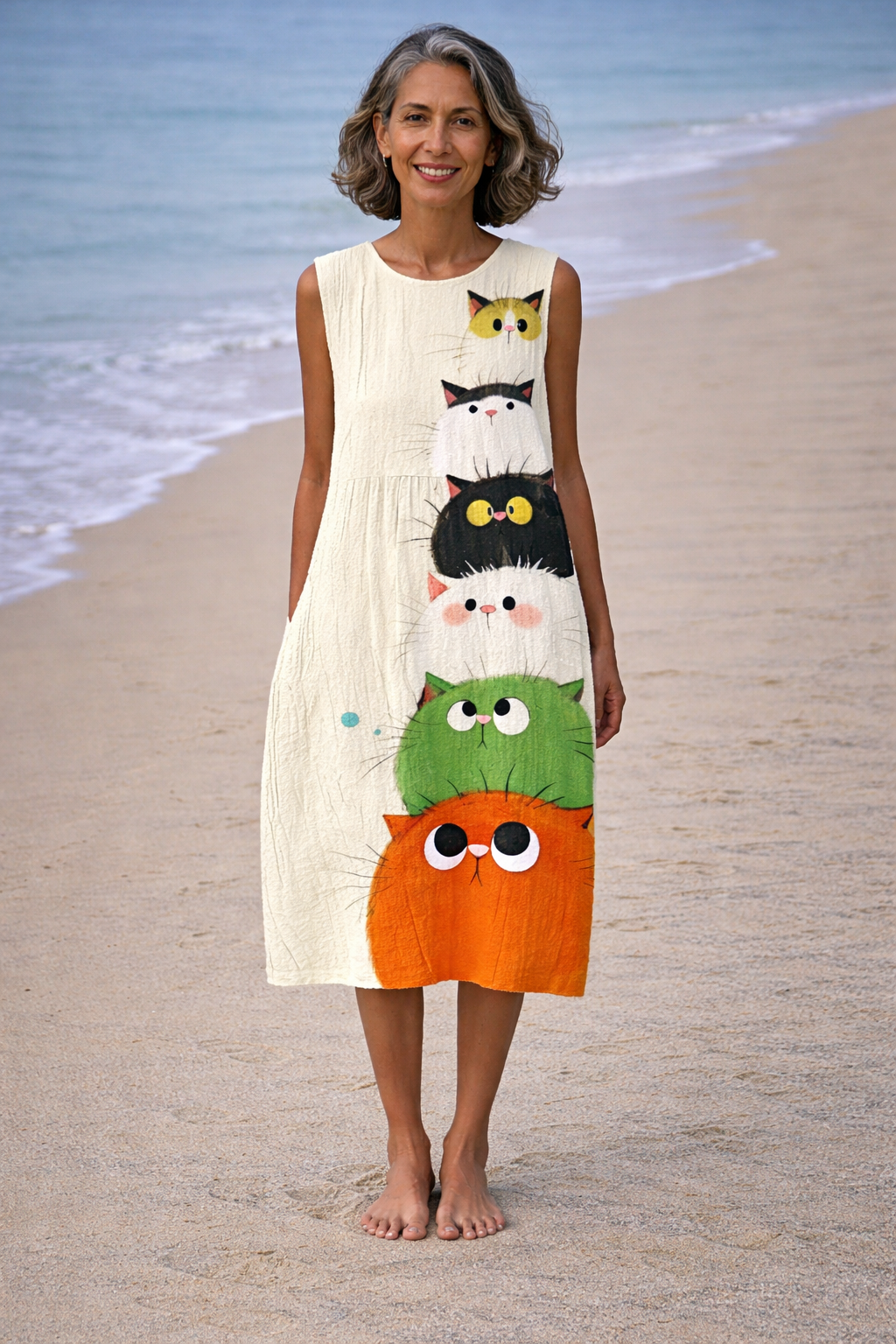 Zoé | Dress midi with with cat cute