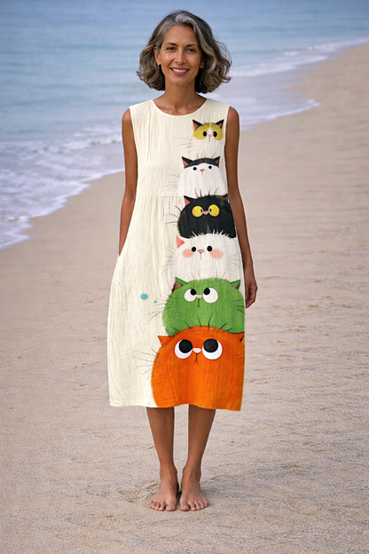 Zoé | Dress midi with with cat cute