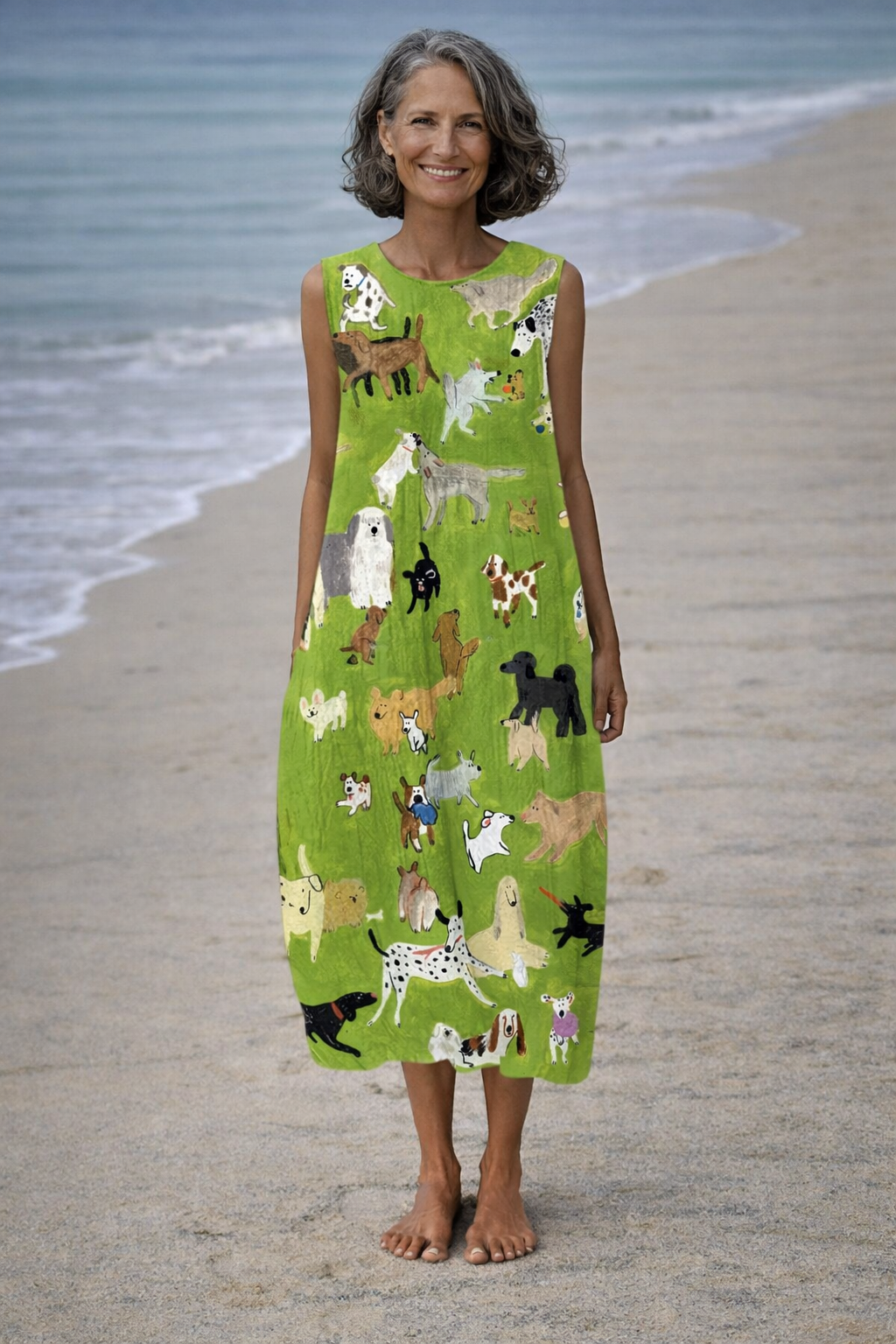 Isabella | Dress midi with with dog to the óleo