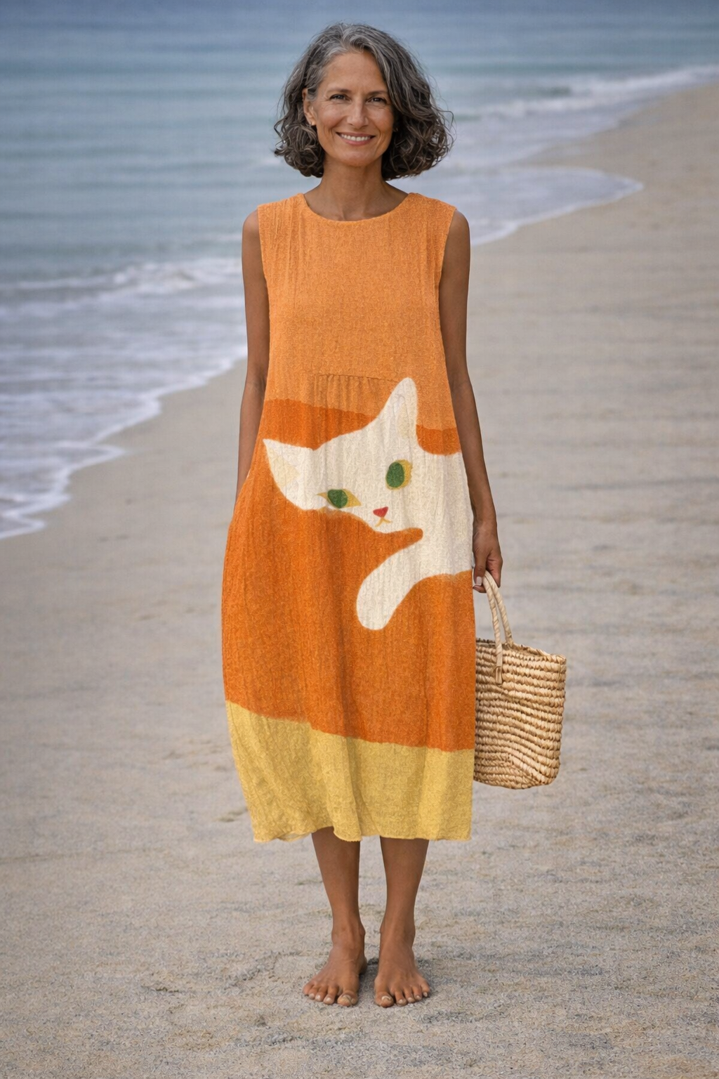Elena | Dress midi with encantador with cats