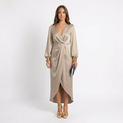 Martina | Dress of night midi with drapeado central