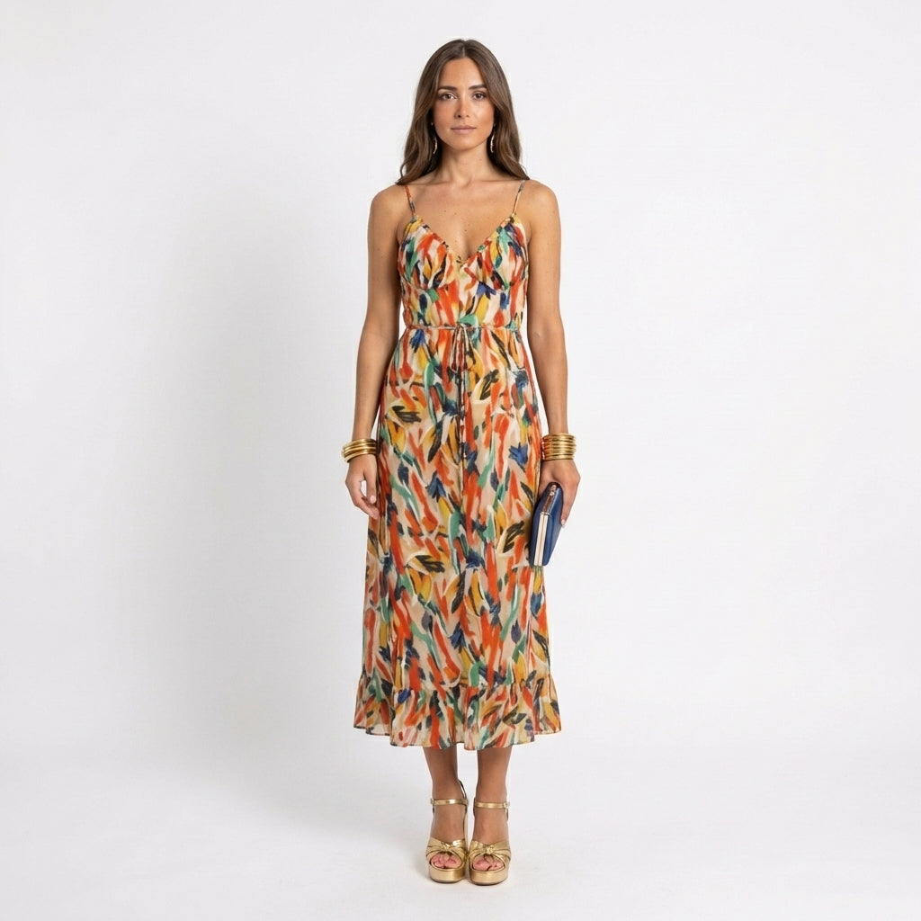 Yamy | Dress midi print with straps