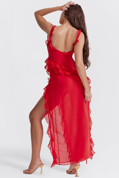 Cia | Dress with ruffles and charm