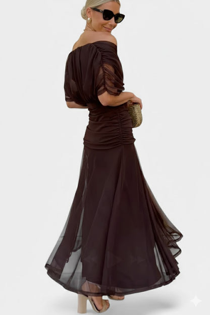 Velora™ | Dress Floral Long with V-Neckline