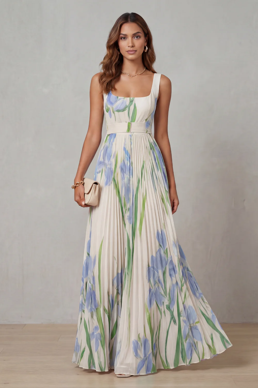 Gabriela™ | Dress Floral Elegant with Drape Pleated