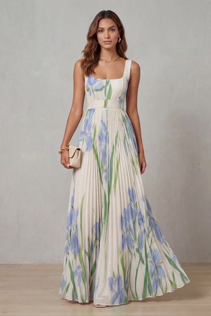 Gabriela™ | Dress Floral Elegant with Drape Pleated