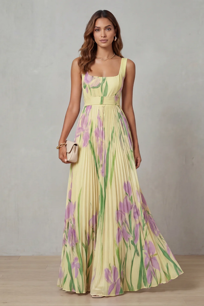 Gabriela™ | Dress Floral Elegant with Drape Pleated