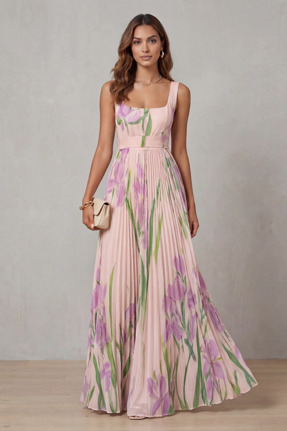 Gabriela™ | Dress Floral Elegant with Drape Pleated