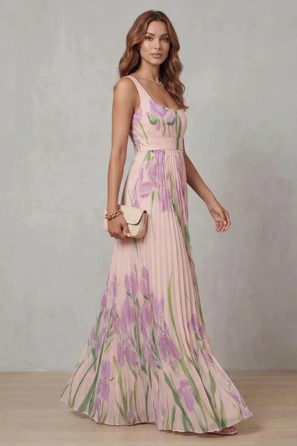 Gabriela™ | Dress Floral Elegant with Drape Pleated